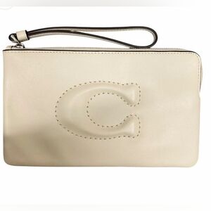 Coach Ivory Wristlet with Embossed Logo